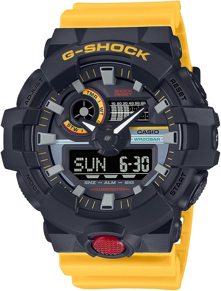 Casio G-Shock GA-700MT-1A9DR Black Analog-Digital Dial Yellow
